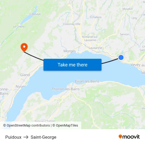 Puidoux to Saint-George map
