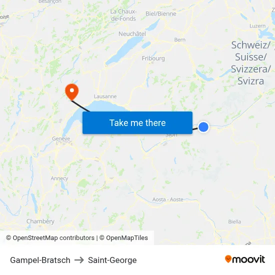 Gampel-Bratsch to Saint-George map