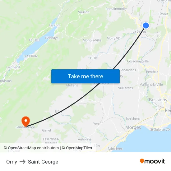Orny to Saint-George map