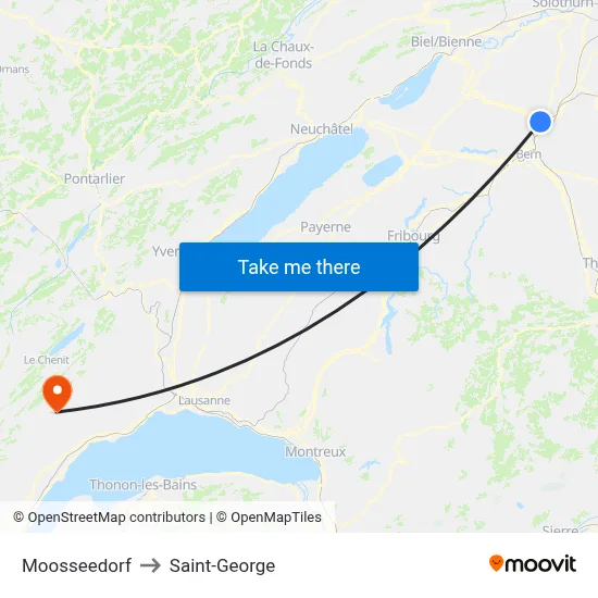 Moosseedorf to Saint-George map