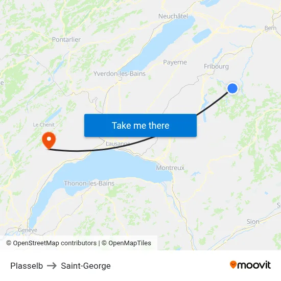 Plasselb to Saint-George map