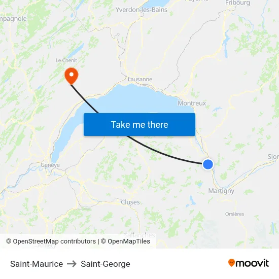 Saint-Maurice to Saint-George map