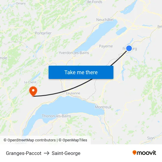Granges-Paccot to Saint-George map