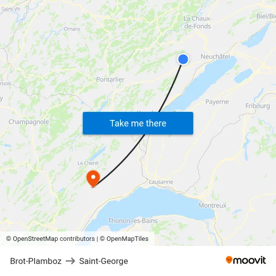 Brot-Plamboz to Saint-George map