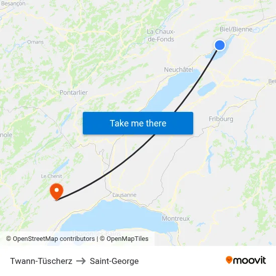 Twann-Tüscherz to Saint-George map