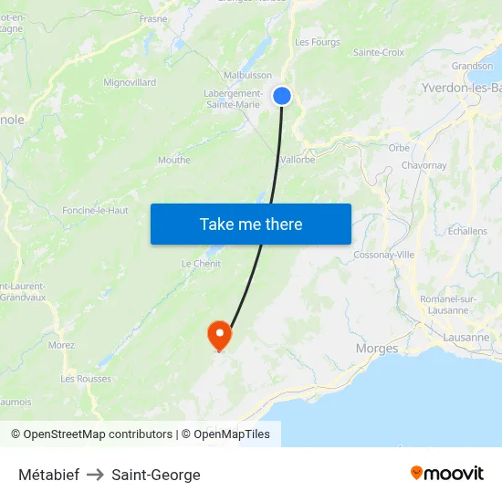 Métabief to Saint-George map