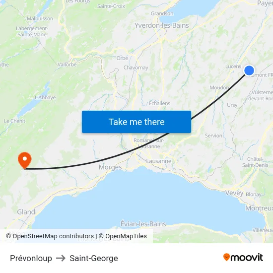 Prévonloup to Saint-George map