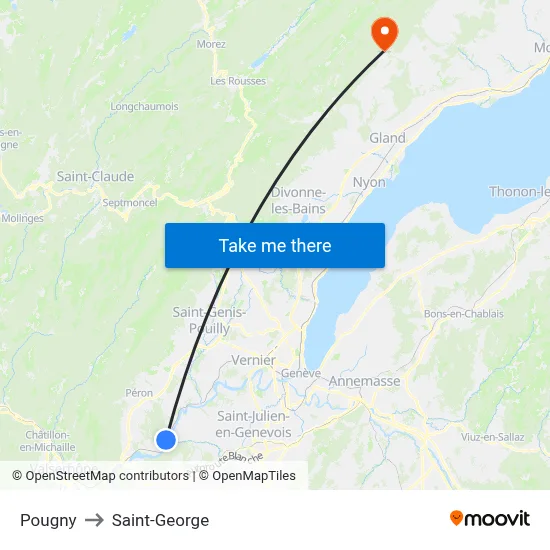 Pougny to Saint-George map