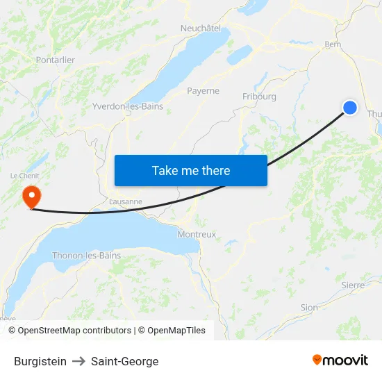 Burgistein to Saint-George map