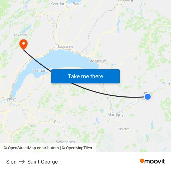 Sion to Saint-George map