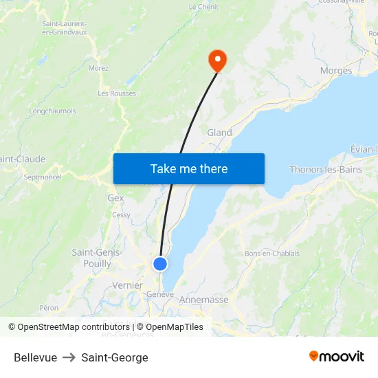 Bellevue to Saint-George map