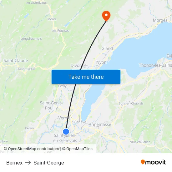 Bernex to Saint-George map
