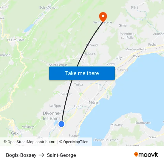 Bogis-Bossey to Saint-George map