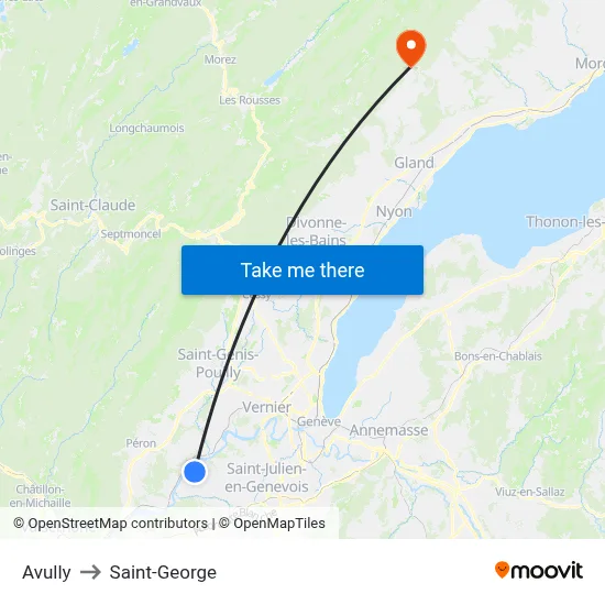Avully to Saint-George map