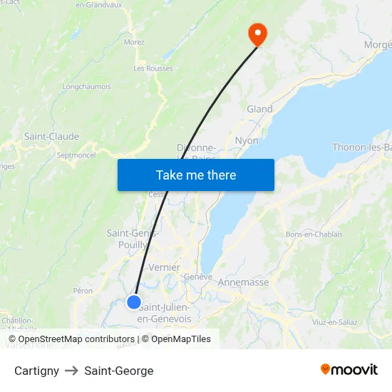 Cartigny to Saint-George map