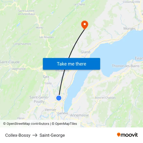 Collex-Bossy to Saint-George map