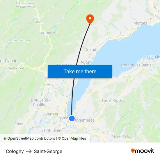 Cologny to Saint-George map