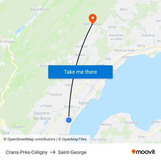 Crans-Près-Céligny to Saint-George map