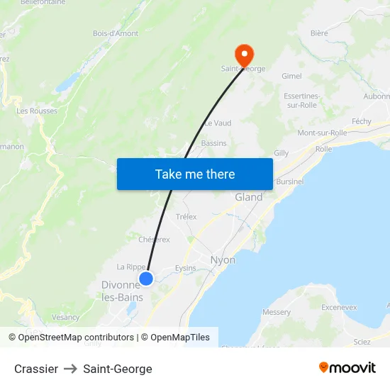 Crassier to Saint-George map