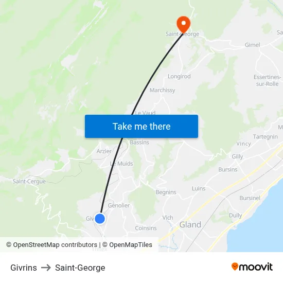 Givrins to Saint-George map