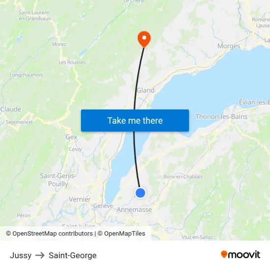 Jussy to Saint-George map