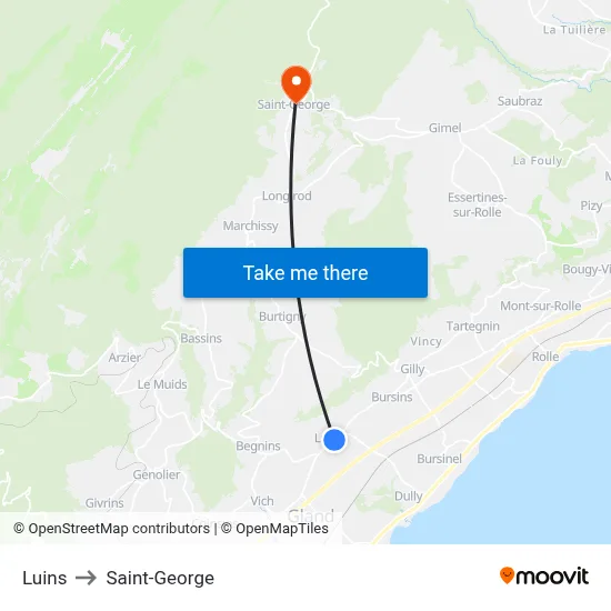 Luins to Saint-George map