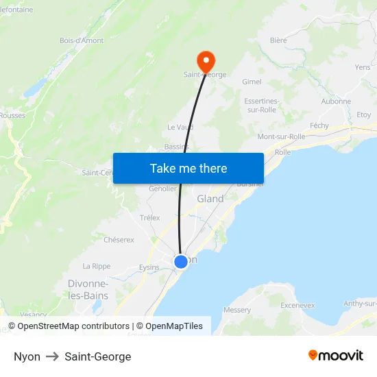 Nyon to Saint-George map