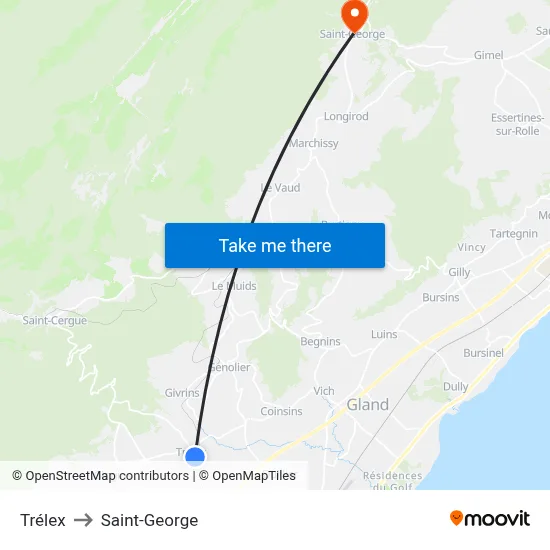 Trélex to Saint-George map