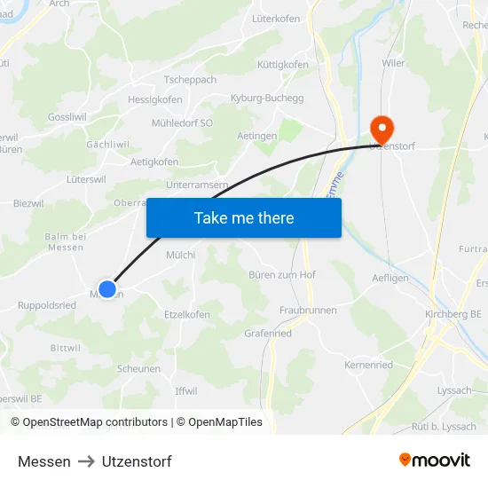 Messen to Utzenstorf map