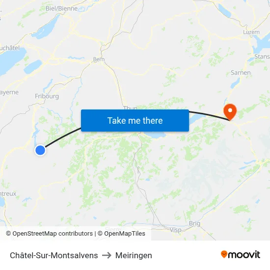 Châtel-Sur-Montsalvens to Meiringen map