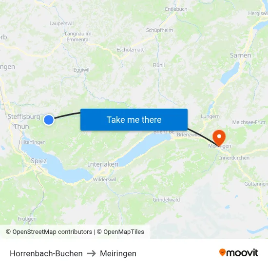 Horrenbach-Buchen to Meiringen map