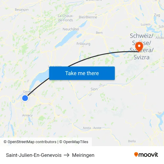 Saint-Julien-En-Genevois to Meiringen map