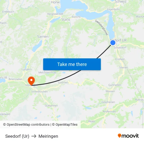 Seedorf (Ur) to Meiringen map