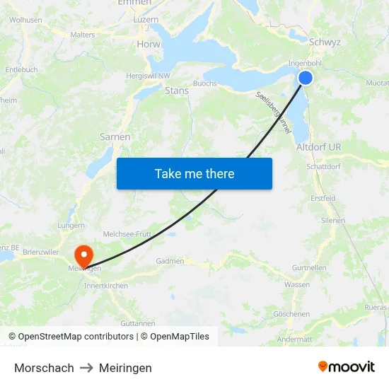 Morschach to Meiringen map