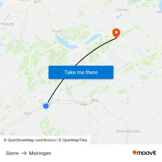 Sierre to Meiringen map