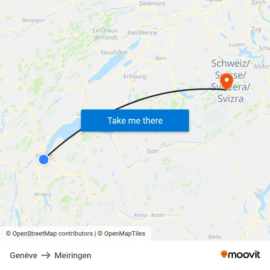 Genève to Meiringen map