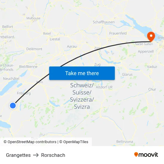 Grangettes to Rorschach map