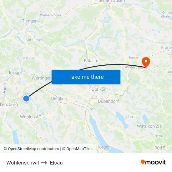 Wohlenschwil to Elsau map