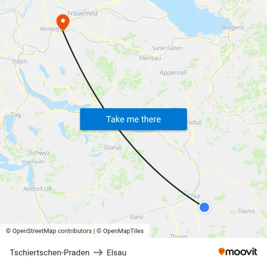 Tschiertschen-Praden to Elsau map