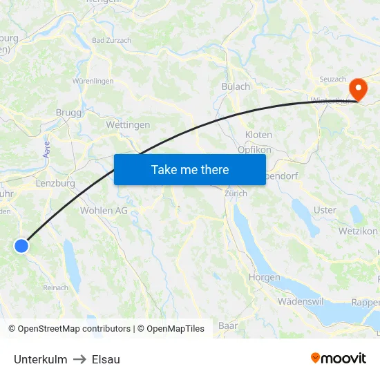 Unterkulm to Elsau map