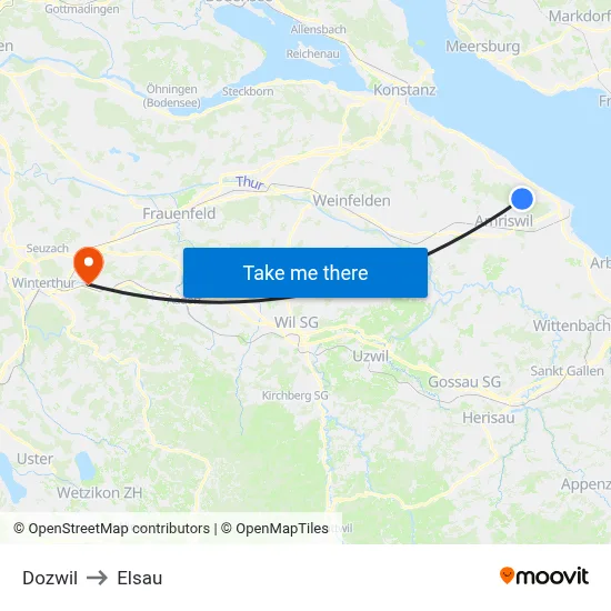 Dozwil to Elsau map