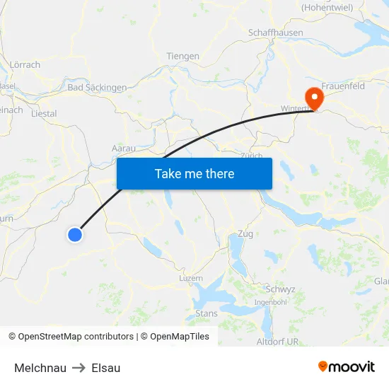 Melchnau to Elsau map