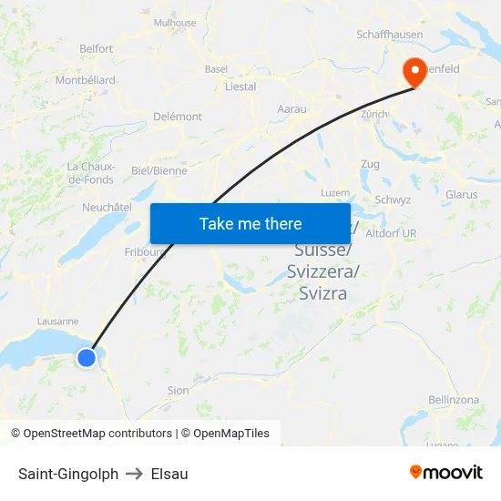 Saint-Gingolph to Elsau map