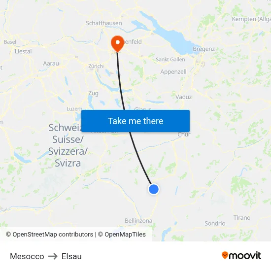 Mesocco to Elsau map