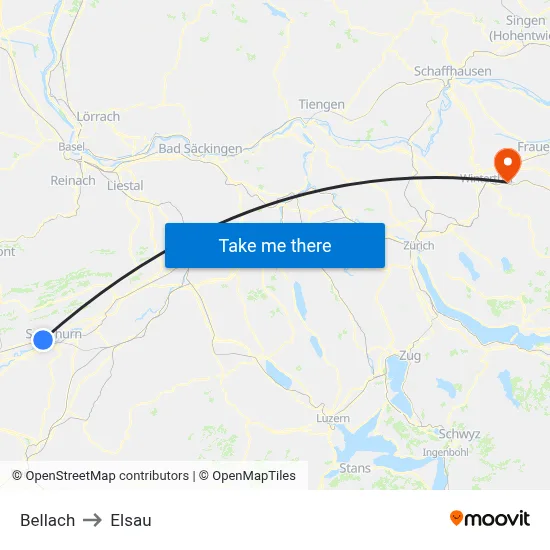 Bellach to Elsau map