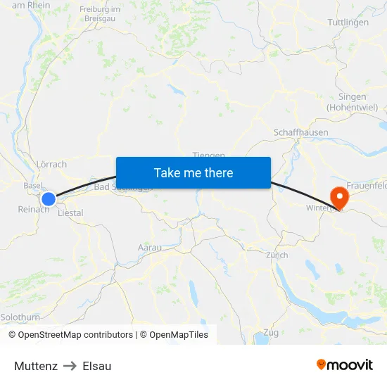 Muttenz to Elsau map