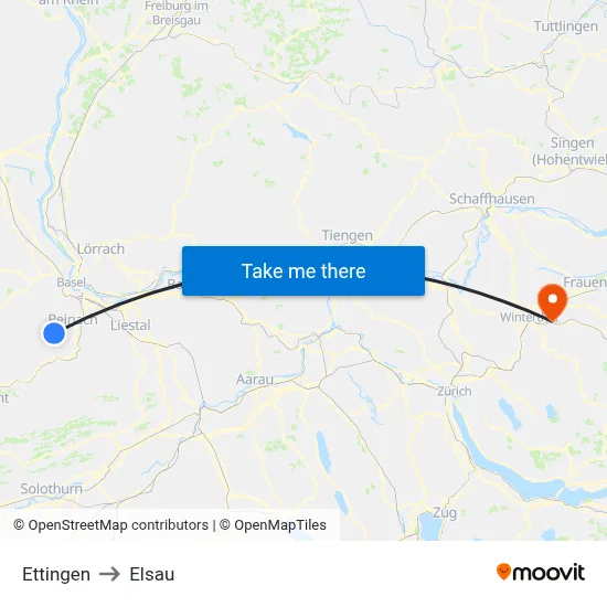Ettingen to Elsau map