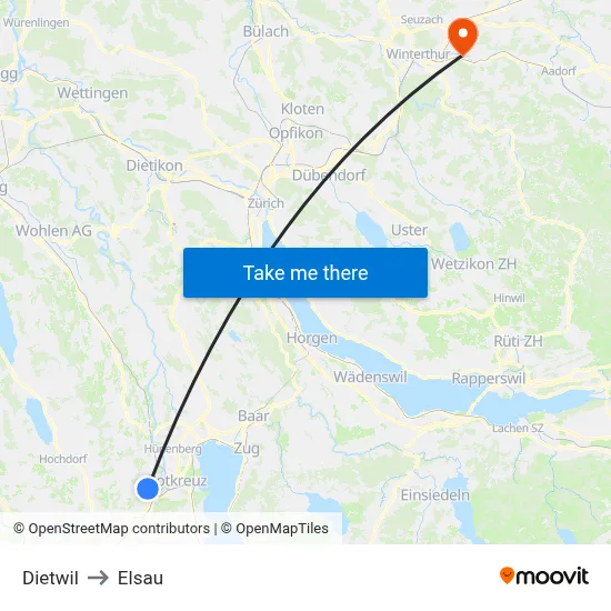 Dietwil to Elsau map