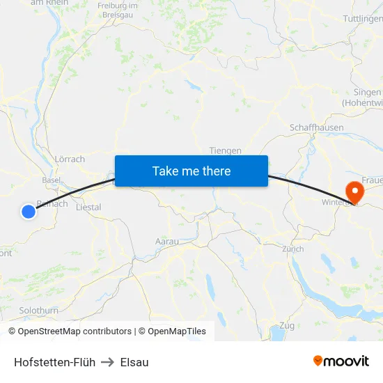 Hofstetten-Flüh to Elsau map