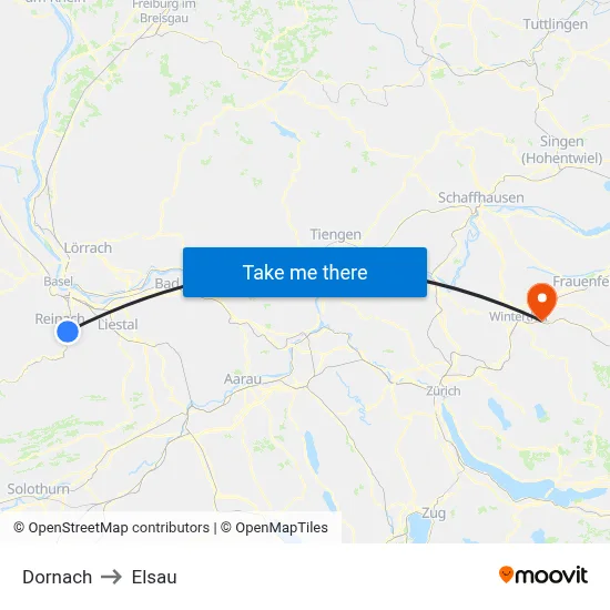 Dornach to Elsau map